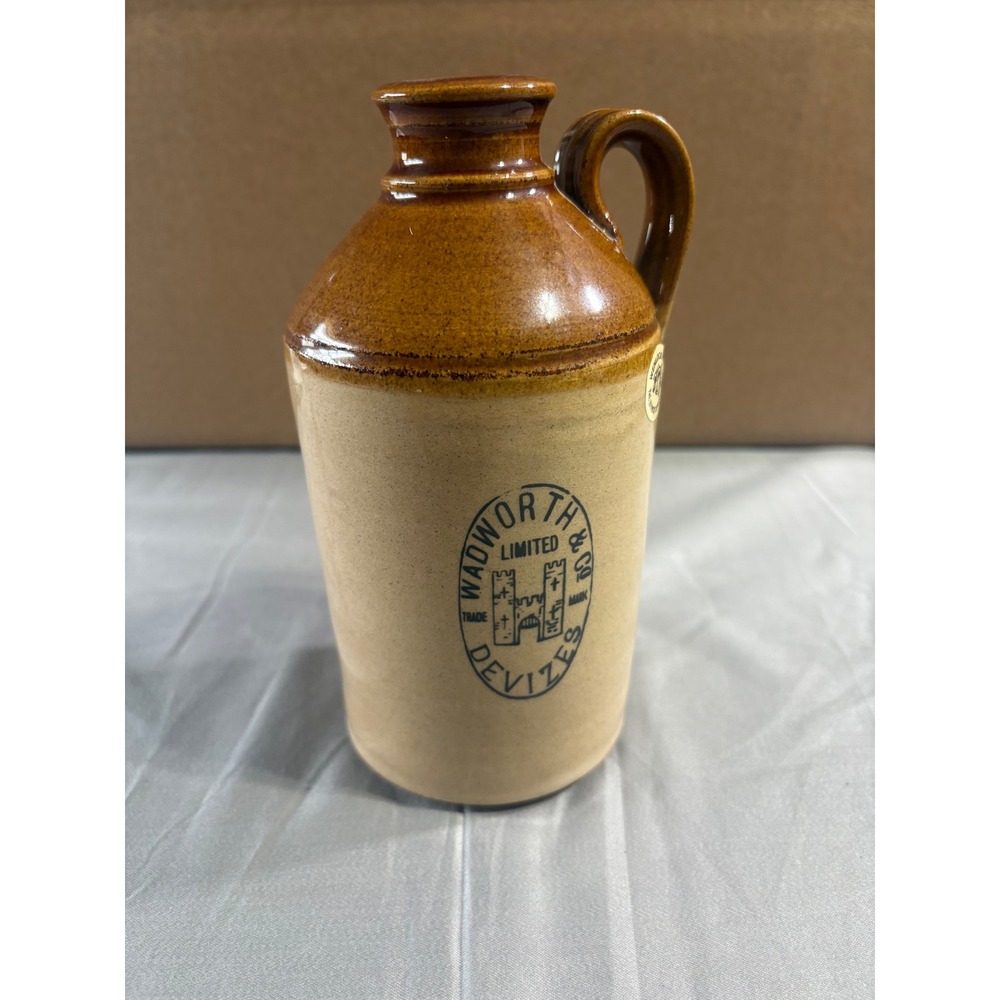 Wadworth & Co Devizes Brewery Wenlock Pottery Stoneware Jug Vintage Brown Cream